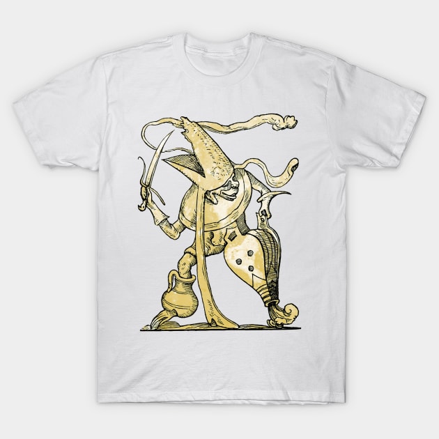 Bellows Leg Man - The Drolatic Dreams of Pantagruel T-Shirt by The Blue Box